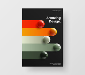 Minimalistic 3D spheres handbill layout. Colorful flyer design vector illustration.