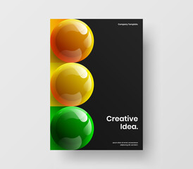 Isolated 3D spheres brochure layout. Bright pamphlet vector design illustration.