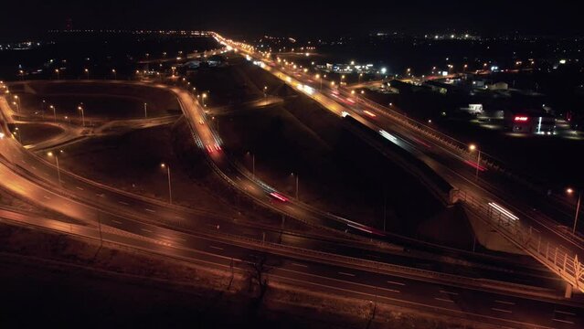 fast moving cars with blurry lights seen from above, hyperlapse "Wrocław"