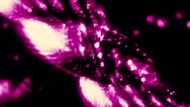Cycled animation of a metal 3d braid with pink scales. Motion. Shimmering background with a twisted shape.