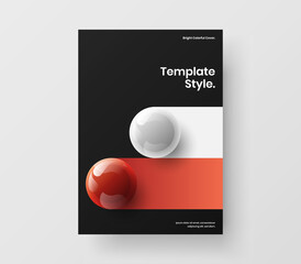 Fresh realistic spheres journal cover illustration. Unique brochure A4 vector design concept.
