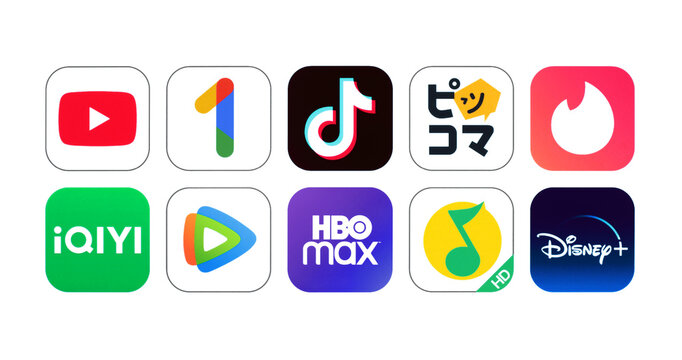 Icons Set of Consumer Spending on mobile apps in the World of Q3 2022