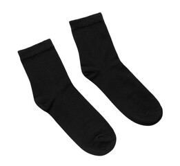Pair of black socks isolated on white, top view