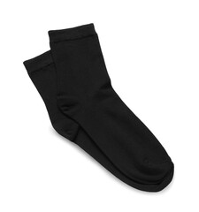 Pair of black socks isolated on white, top view