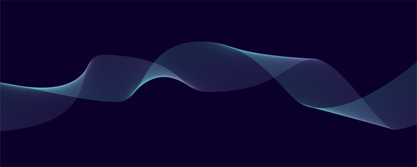 Creative wave of lines on a dark background. Curved smooth sound stream or DNA. Abstract design. Vector illustration.