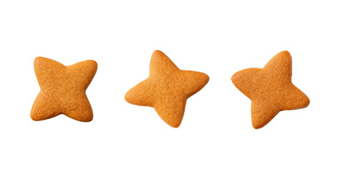 Decorated gingerbread stars isolated on white background