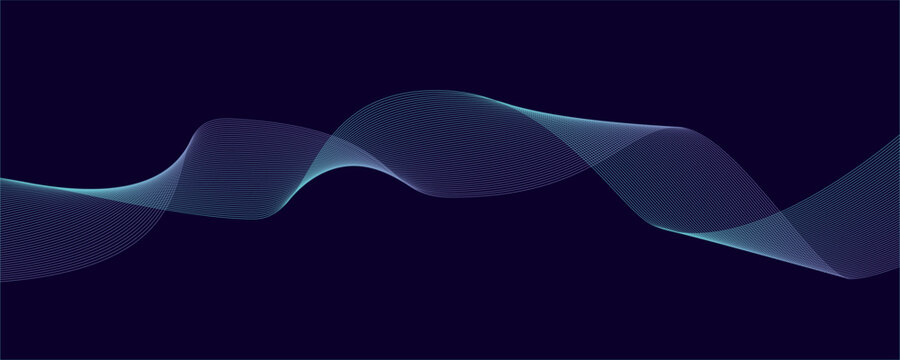 Creative wave of lines on a dark background. Curved smooth sound stream or DNA. Abstract design. Vector illustration. © Irvin 2809