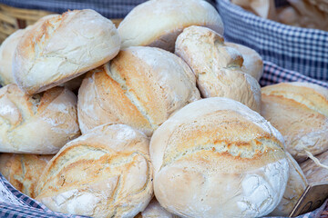freshly baked loaves of bread made in an artisan way