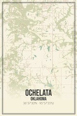 Retro US city map of Ochelata, Oklahoma. Vintage street map.