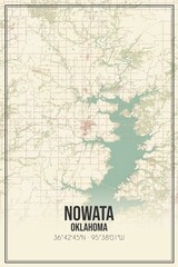 Fototapeta na wymiar Retro US city map of Nowata, Oklahoma. Vintage street map.
