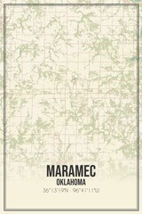 Retro US city map of Maramec, Oklahoma. Vintage street map.