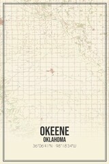 Retro US city map of Okeene, Oklahoma. Vintage street map.