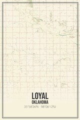 Retro US city map of Loyal, Oklahoma. Vintage street map.
