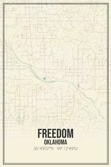 Fototapeta premium Retro US city map of Freedom, Oklahoma. Vintage street map.