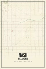 Retro US city map of Nash, Oklahoma. Vintage street map.