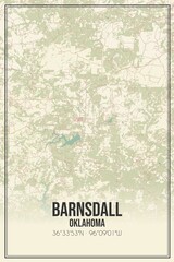 Retro US city map of Barnsdall, Oklahoma. Vintage street map.