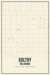 Retro US city map of Goltry, Oklahoma. Vintage street map.