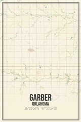 Retro US city map of Garber, Oklahoma. Vintage street map.
