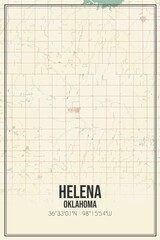 Retro US city map of Helena, Oklahoma. Vintage street map.