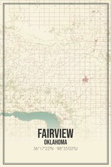 Retro US city map of Fairview, Oklahoma. Vintage street map.