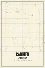Retro US city map of Carrier, Oklahoma. Vintage street map.