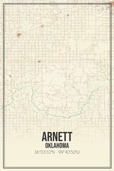 Retro US city map of Arnett, Oklahoma. Vintage street map.