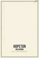 Retro US city map of Hopeton, Oklahoma. Vintage street map.