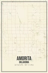 Retro US city map of Amorita, Oklahoma. Vintage street map.