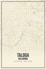 Retro US city map of Taloga, Oklahoma. Vintage street map.