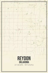 Retro US city map of Reydon, Oklahoma. Vintage street map.