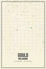 Retro US city map of Gould, Oklahoma. Vintage street map.
