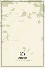 Fototapeta premium Retro US city map of Fox, Oklahoma. Vintage street map.