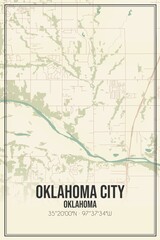 Retro US city map of Oklahoma City, Oklahoma. Vintage street map.