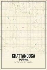 Retro US city map of Chattanooga, Oklahoma. Vintage street map.