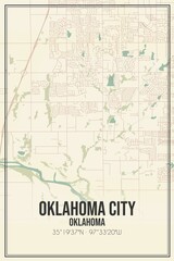 Fototapeta premium Retro US city map of Oklahoma City, Oklahoma. Vintage street map.
