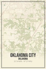 Retro US city map of Oklahoma City, Oklahoma. Vintage street map.