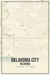 Retro US city map of Oklahoma City, Oklahoma. Vintage street map.