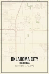 Retro US city map of Oklahoma City, Oklahoma. Vintage street map.