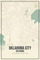 Retro US city map of Oklahoma City, Oklahoma. Vintage street map.