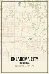 Retro US city map of Oklahoma City, Oklahoma. Vintage street map.