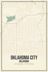 Retro US city map of Oklahoma City, Oklahoma. Vintage street map.