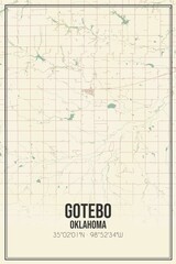 Retro US city map of Gotebo, Oklahoma. Vintage street map.