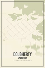 Retro US city map of Dougherty, Oklahoma. Vintage street map.