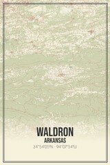 Retro US city map of Waldron, Arkansas. Vintage street map.