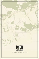 Retro US city map of Dyer, Arkansas. Vintage street map.