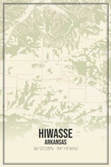 Retro US city map of Hiwasse, Arkansas. Vintage street map.