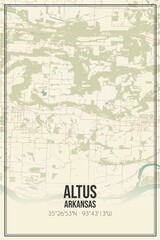 Retro US city map of Altus, Arkansas. Vintage street map.