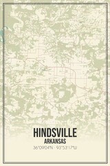Retro US city map of Hindsville, Arkansas. Vintage street map.