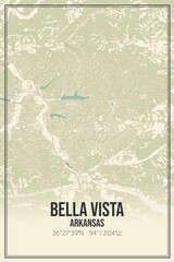 Retro US city map of Bella Vista, Arkansas. Vintage street map.