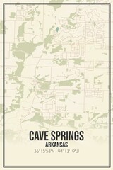 Retro US city map of Cave Springs, Arkansas. Vintage street map.